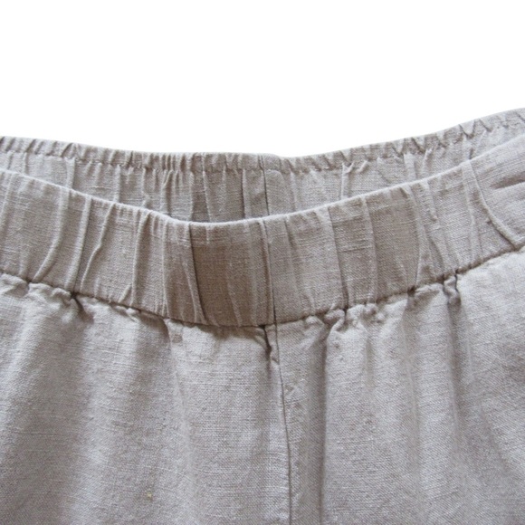 Eileen Fisher Linen Wide Leg Pants Medium Natural Beige Cropped Pull On Pockets - Picture 8 of 10